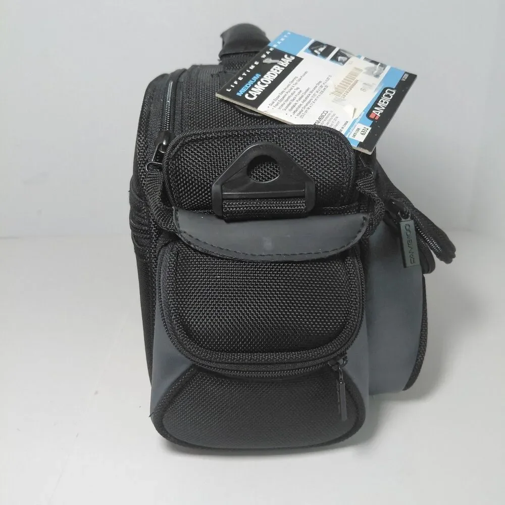 Ambico Black Nylon Camera/Camcorder Carry Case Shoulder Strap Padded Adjust NEW